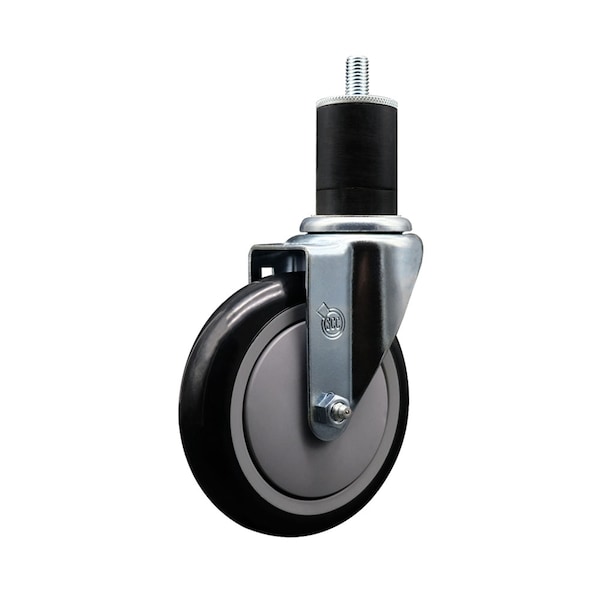 5'' SS Black Poly Wheel Swivel 1-3/4'' Expanding Stem Caster